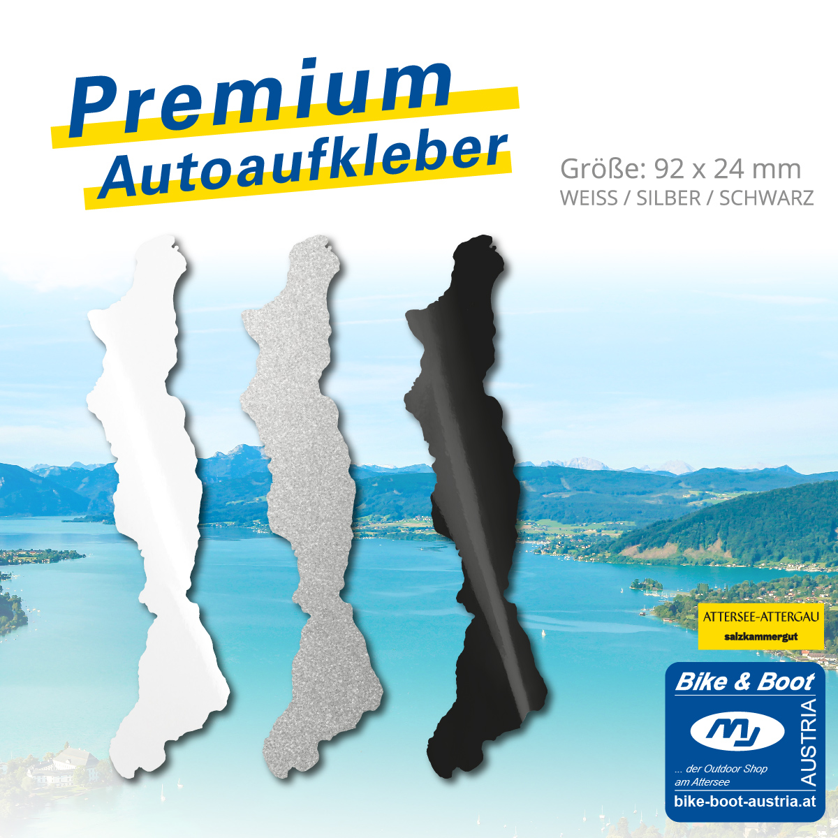 ATTERSEE Premium Autoaufkleber weiß - BikeUP GmbH - Onlineshop
